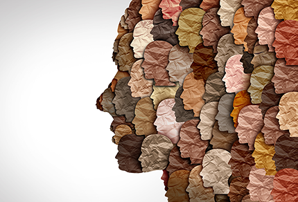 Multi cultural society and multiculturalism as a celebration of diverse cultures and diversity or African black pride as a multicultural social unity with people of different races united in a 3D illustration style.